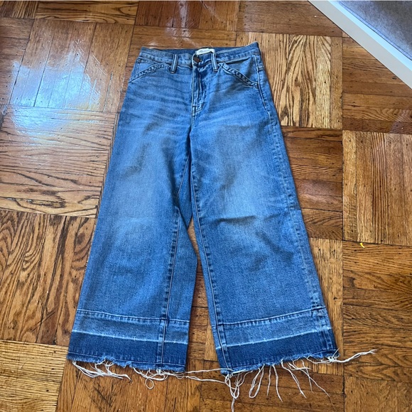 Madewell Wideleg Crop Jeans with Raw Drop Hem - Picture 1 of 8